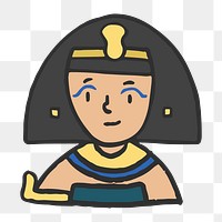 Png Egyptian Cleopatra doodle  sticker, transparent background