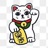 Png Maneki Neko lucky cat  sticker, transparent background