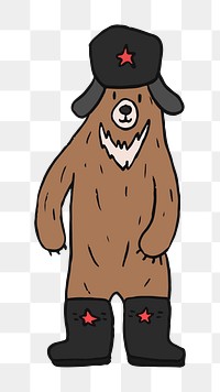 Png Soviet bear doodle  sticker, transparent background