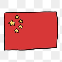 Png Chinese flag doodle  sticker, transparent background