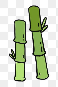 Png  green bamboo doodle  sticker, transparent background