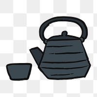 Png asian tea set  sticker, transparent background