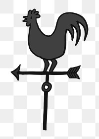 Png black weathercock doodle  sticker, transparent background