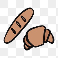 Png  baguette and croissant  sticker, transparent background