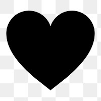 Black heart icon png,  transparent background 