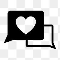 Png speech bubbles with heart icon,  transparent background 