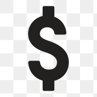 US dollar sign icon png, currency illustration on  transparent background 