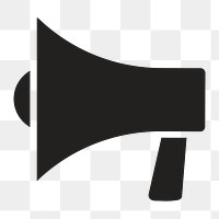 Black megaphone icon png,  transparent background 