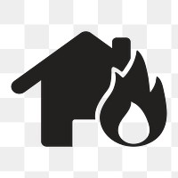Burning house icon png disaster icon,  transparent background 