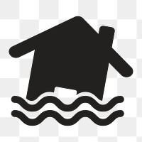 Flooded house icon png disaster sign, transparent background