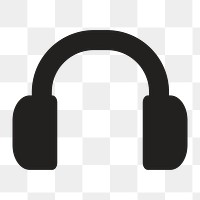 Black headphone icon png,  transparent background 
