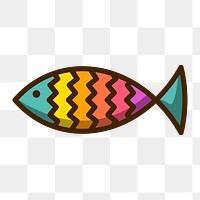 Colorful fish icon png, transparent background 