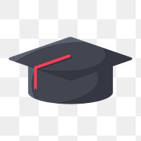 Black graduation hat icon png, transparent background 