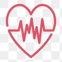 Heart rate icon png cardiogram icon,  transparent background 