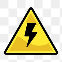 Lighting thunderbolt icon png warning sign,  transparent background 