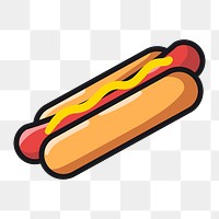Hot dog icon png, doodle illustration on transparent background 