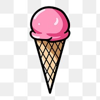 Ice cream cone icon png,  transparent background 