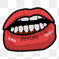 Psycho lip tattoo  png, transparent background