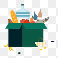 Png colorful box groceries illustration, transparent background