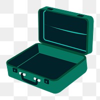 Png green opened briefcase illustration, transparent background