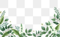 Watercolor leaf png border, transparent background