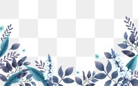 Watercolor leaf png border, transparent background