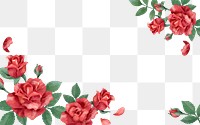 Red rose png border, transparent background