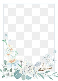 Watercolor flower png frame, transparent background