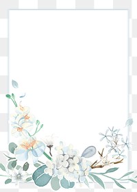 Watercolor flower png frame, transparent background