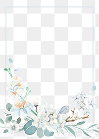 Watercolor flower png frame, transparent background