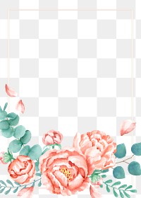 Watercolor rose png frame, transparent background