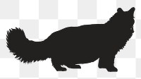 Png fluffy cat silhouette, transparent background