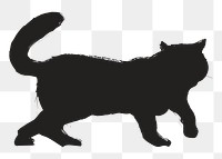 Png black cat silhouette, transparent background