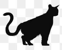 Png black cat silhouette, transparent background