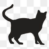 Png black cat silhouette, transparent background