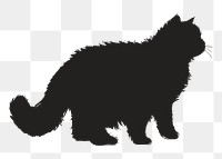 Png fluffy cat silhouette, transparent background