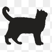 Png black cat silhouette, transparent background