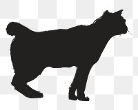 Png bobtail cat silhouette, transparent background