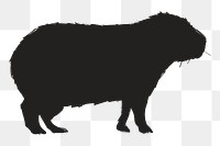 Png black capybara silhouette, transparent background