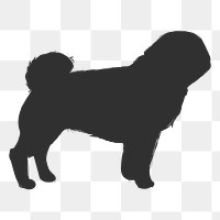 Png pug dog silhouette, transparent background