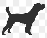 Png fluffy dog silhouette, transparent background