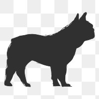 Png french bulldog silhouette, transparent background