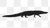 Png crocodile silhouette, transparent background