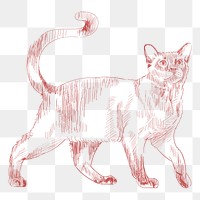  Png walking cat sketch illustration, transparent background