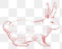 Png red rabbit sketch illustration, transparent background