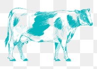 Png blue cow sketch illustration, transparent background