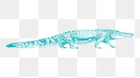 Png blue alligator sketch illustration, transparent background