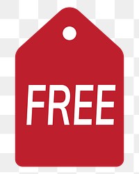 Red free png badge, transparent background