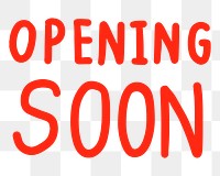 Opening soon typography png, transparent background