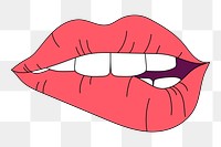 Png biting lips element, transparent background